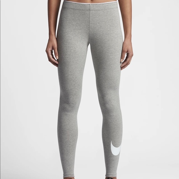 nike high waisted swoosh leggings grey